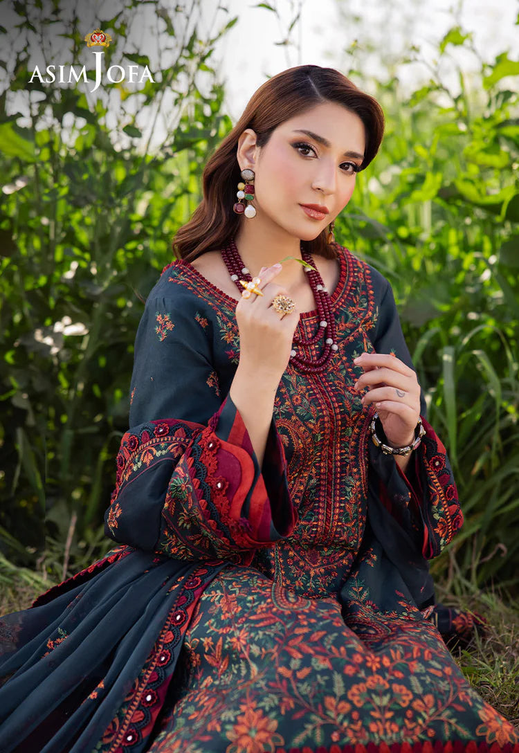 BrandsInn-3PC DHANAK EMBROIDERED SHIRT WITH DHANAK EMBROIDERED SHAWL AND TROUSER -BI-4191