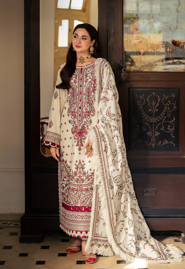 BrandsInn-3PC DHANAK SEQUENCE EMBROIDERED SHIRT WITH DHANAK EMBROIDERED SHAWL & DHANAK TOUSER-BI-440