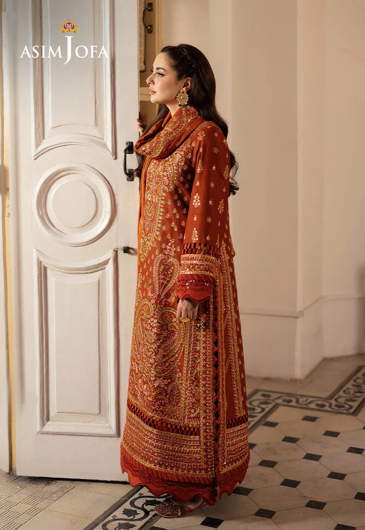 BrandsInn-3PC KARANDI SEQUIN EMBROIDERED SHIRT WITH KARANDI EMBROIDERED SHAWL AND TROUSER -BI-4330