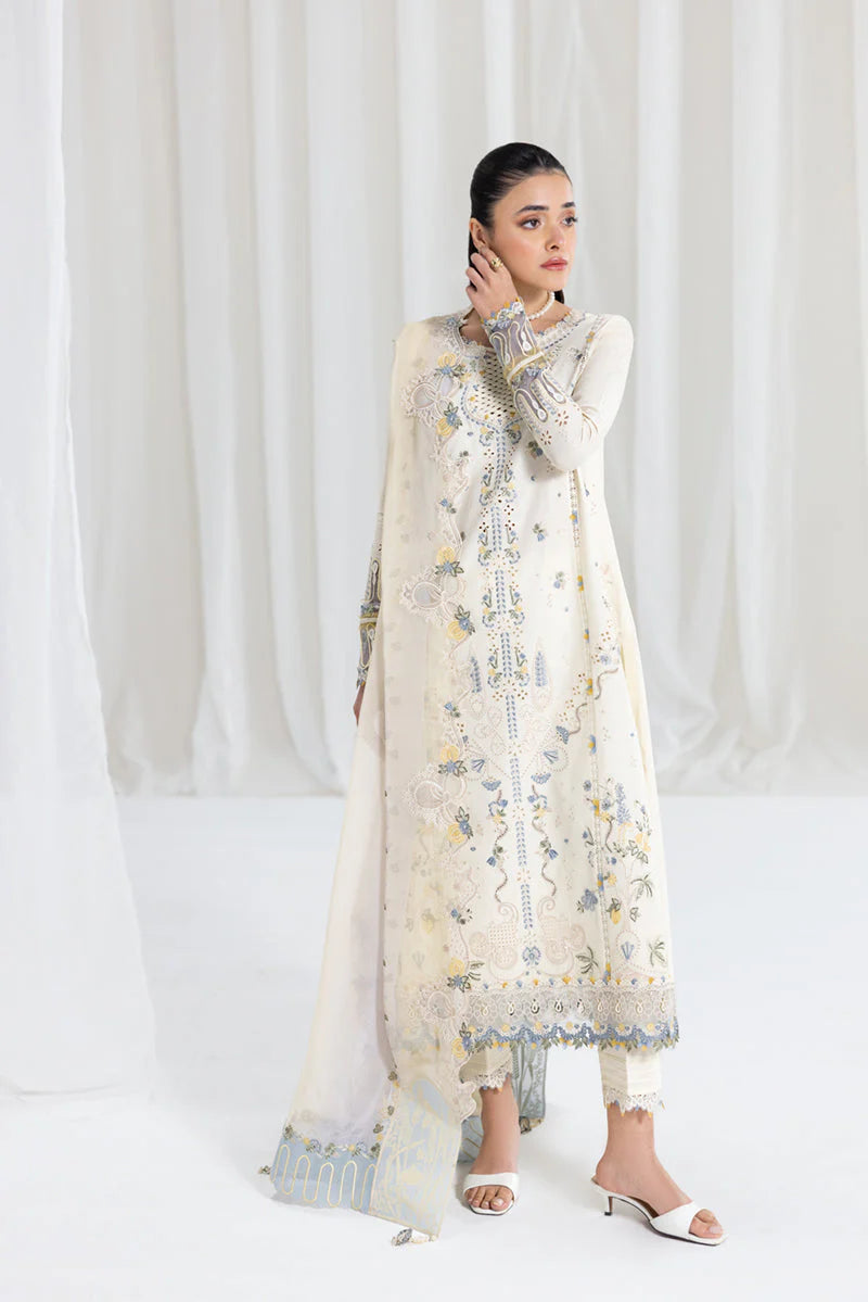 BrandsInn - 3PC LAWN EMBROIDERED SHIRT WITH NET EMBROIDERED DUPATTA AND TROUSER -BI-418