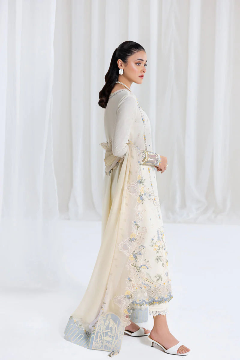 BrandsInn - 3PC LAWN EMBROIDERED SHIRT WITH NET EMBROIDERED DUPATTA AND TROUSER -BI-418