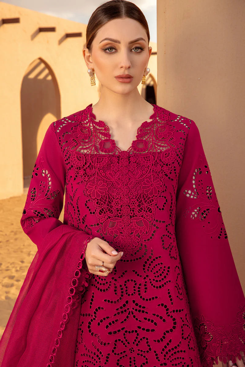 BrandsInn-CHIKAN KARI 3PC EMBROIDERED LAWN SHIRT WITH ORGANZA EMBROIDERED DUPATTA AND TROUSER -BI-188
