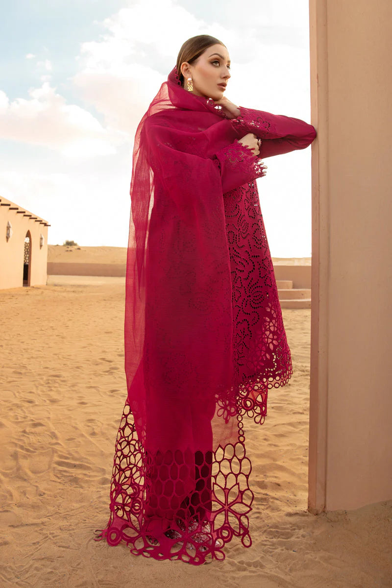 BrandsInn-CHIKAN KARI 3PC EMBROIDERED LAWN SHIRT WITH ORGANZA EMBROIDERED DUPATTA AND TROUSER -BI-188