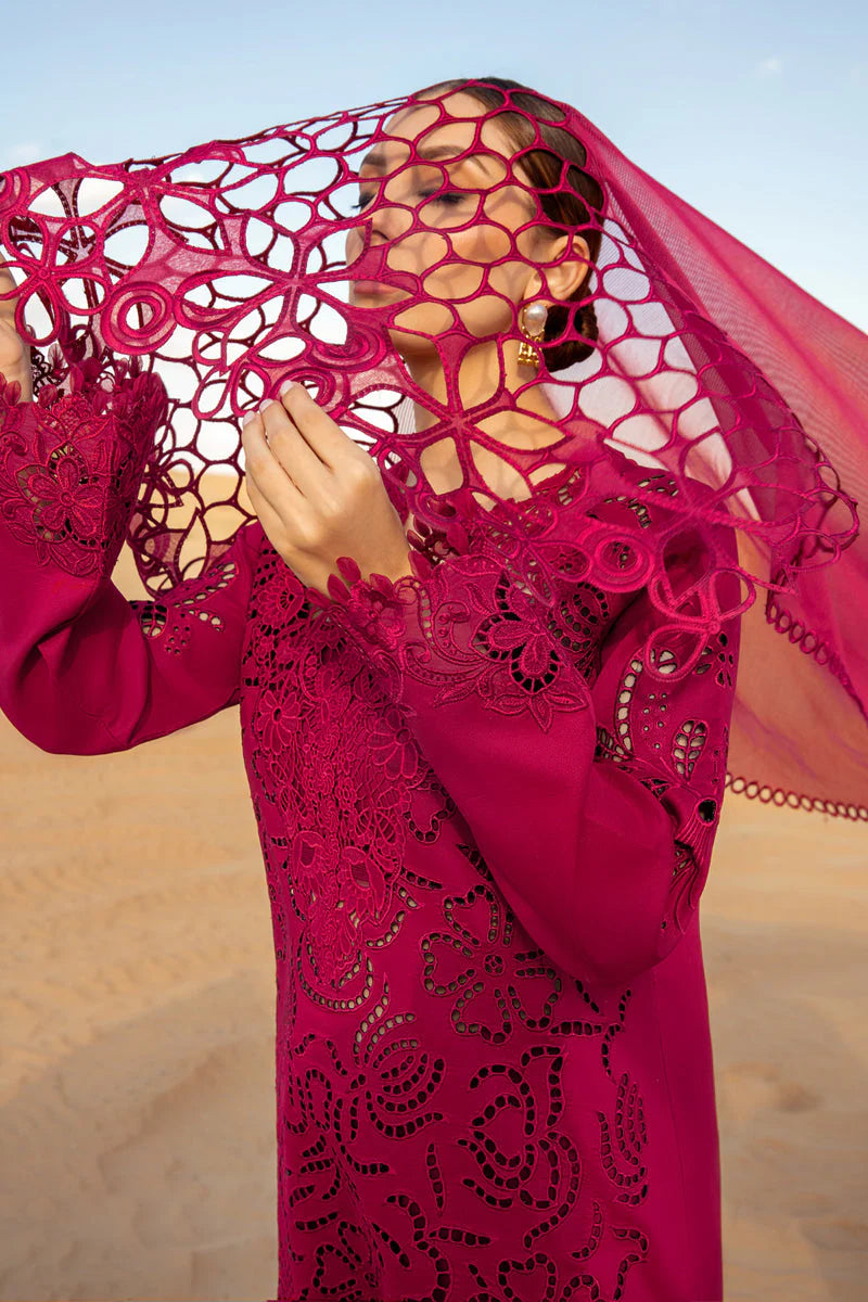 BrandsInn-CHIKAN KARI 3PC EMBROIDERED LAWN SHIRT WITH ORGANZA EMBROIDERED DUPATTA AND TROUSER -BI-188