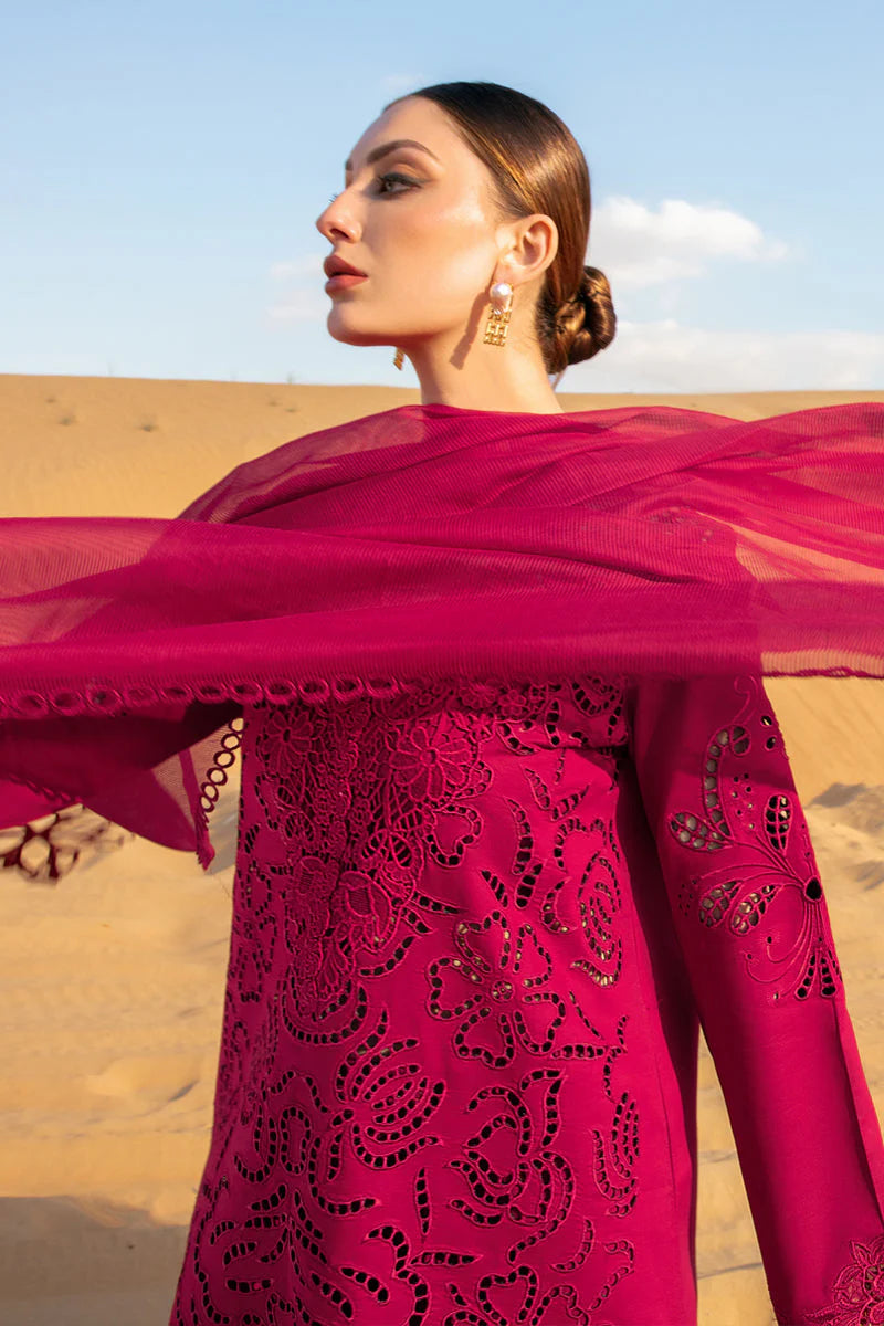 BrandsInn-CHIKAN KARI 3PC EMBROIDERED LAWN SHIRT WITH ORGANZA EMBROIDERED DUPATTA AND TROUSER -BI-188