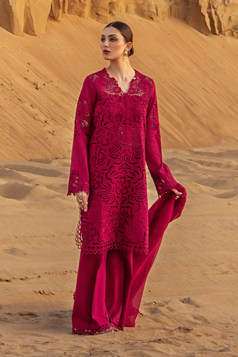 BrandsInn-CHIKAN KARI 3PC EMBROIDERED LAWN SHIRT WITH ORGANZA EMBROIDERED DUPATTA AND TROUSER -BI-188