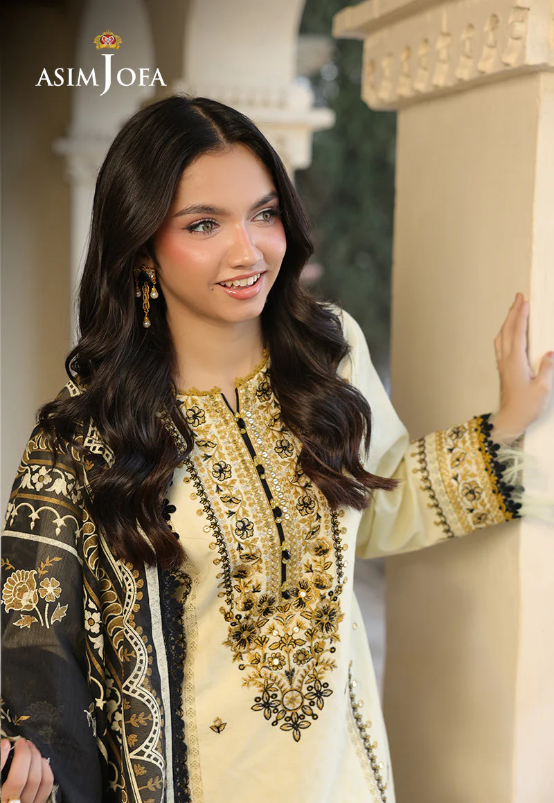 BrandsInn- 3PC LAWN EMBROIDERED SHIRT WITH MONARK PRINTED DUPATTA AND TROUSER-BIC-406
