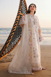 BrandsInn-3PC LAWN CHIKANKAARI EMBROIDERED SHIRT WITH KHAADI NET EMBROIDERED DUPATTA AND TROUSER -BI-4792
