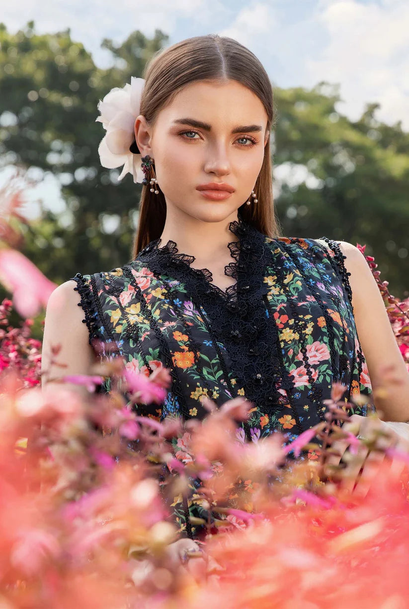 BrandsInn-3PC LAWN PRINTED EMB SHIRT WITH CHIFFON PRINT DUPATTA AND PRINT TROUSER-BI-275