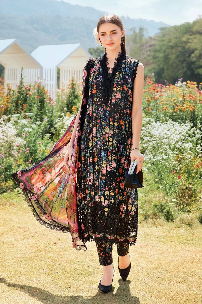 BrandsInn-3PC LAWN PRINTED EMB SHIRT WITH CHIFFON PRINT DUPATTA AND PRINT TROUSER-BI-275