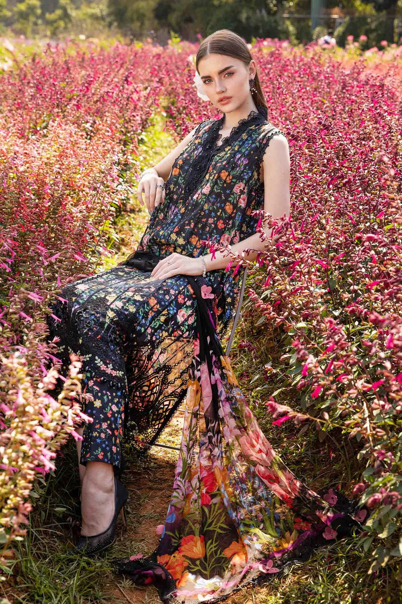 BrandsInn-3PC LAWN PRINTED EMB SHIRT WITH CHIFFON PRINT DUPATTA AND PRINT TROUSER-BI-275