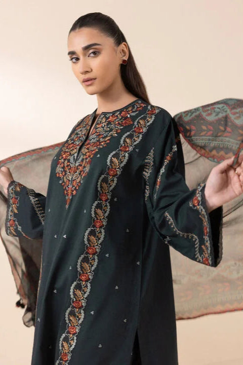 BrandsInn-3PC LAWN EMBROIDERED SHIRT WITH MONARK PRINT DUAPATTA AND TROUSER-BI-317