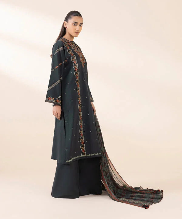 BrandsInn-3PC LAWN EMBROIDERED SHIRT WITH MONARK PRINT DUAPATTA AND TROUSER-BI-317