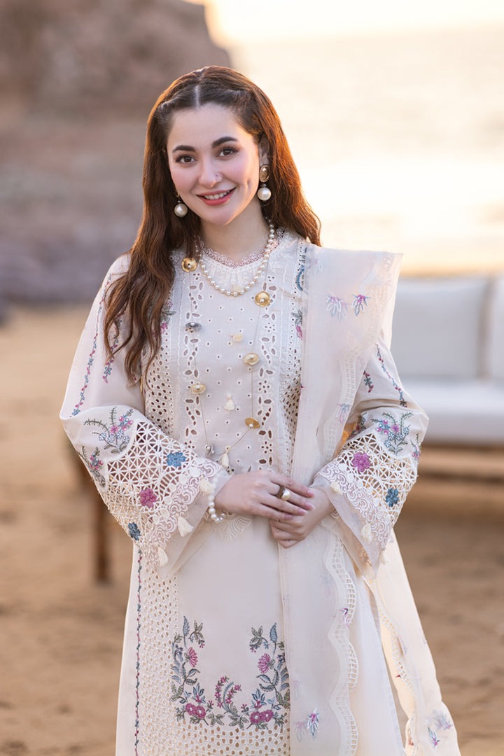 BrandsInn- 3PC CHIKENKARI LAWN EMBROIDERED WITH ORGANZA HEAVY EMBROIDERED READY TO WEAR DUPATTA-BI-129