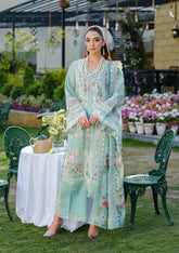 BrandsInn-3PC LAWN CHIKANKAARI EMBROIDERED SHIRT WITH CHIFFON PRINTED DUPATTA AND TROUSER-BI-4757