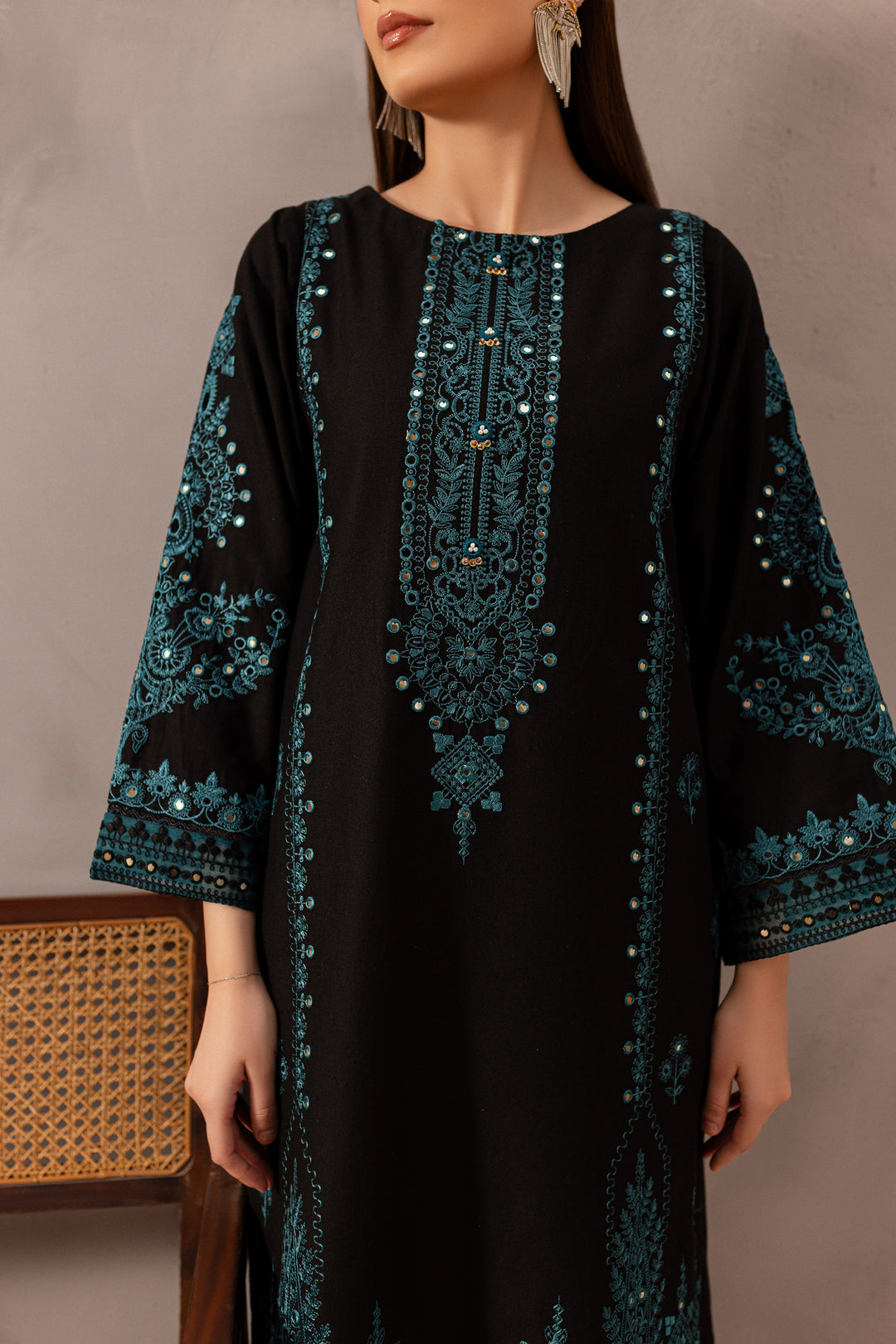 BrandsInn-2PC SEQUIN LAWN EMBROIDERED SHIRT WITH SEQUIN LAWN EMBROIDERED TROUSER-BI-154