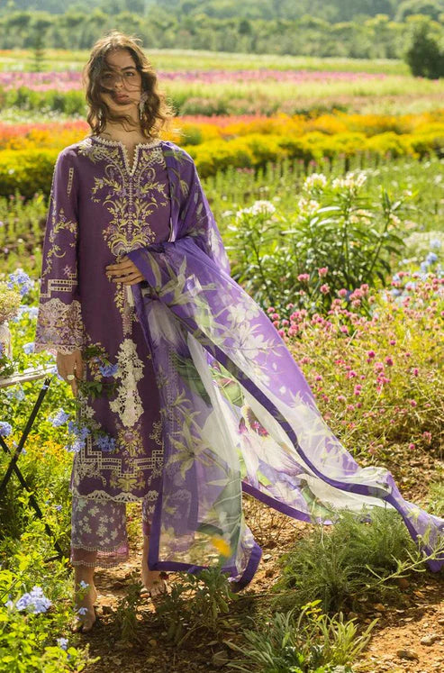 MUSHQ-3PC DHANAK EMBROIDERED SHIRT WITH COUTRAI PRINTED SHAWL & TROUSER-BI-4132