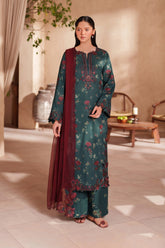 BrandsInn-3PC LAWN EMB PRINTED SHIRT WITH CHIFFON EMBROIDERED AND PRINTED TROUSER-BI-029