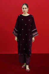 BrandsInn-2PC VELVET EMBROIDERED SHIRT WITH VELEVT EMBROIDERED SLEEVES-D-19-MICROO-9000-BIC-4023