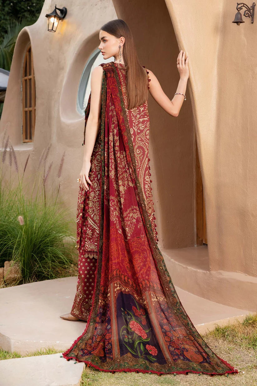 BrandsInn-3PC LAWN EMBROIDERED PRINTED SHIRT WITH CHIFFON PRINT DUPATTA AND PRINT TROUSER-BI-337