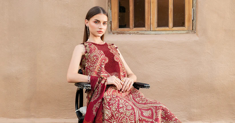 BrandsInn-3PC LAWN EMBROIDERED PRINTED SHIRT WITH CHIFFON PRINT DUPATTA AND PRINT TROUSER-BI-337