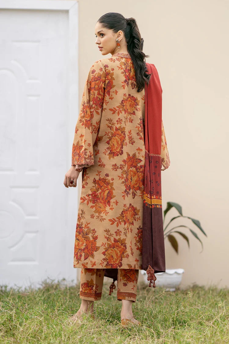 BrandsInn-3PC KHADDAR PRINTED SHIRT WITH KHADDAR PRINT DUPATTA AND PRINT TROUSER-BI-2632