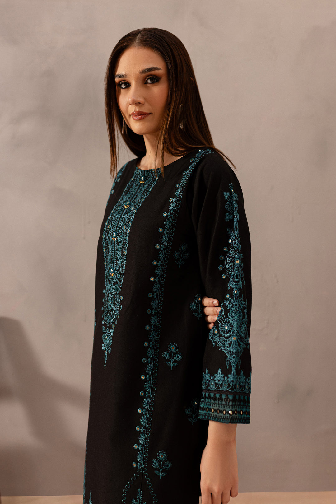 BrandsInn-2PC SEQUIN LAWN EMBROIDERED SHIRT WITH SEQUIN LAWN EMBROIDERED TROUSER-BI-154