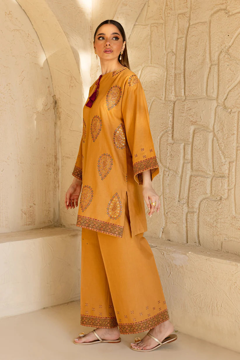 BrandsInn-2PC DHANAK EMBROIDRED SHIRT WITH AND EMBROIDRED TROUSER-BI-4057