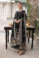 BrandsInn-3PC DHANAK EMBROIDERED SHIRT WITH CHIFFON EMBROIDERED DUPATTA AND TROUSER -BI-5050
