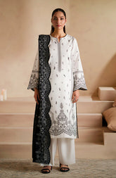 BrandsInn - 3PC DHANAK EMBROIDERED SHIRT WITH DHA COUTURE WOOL PRINT SHAWL AND TROUSER-BI-4088