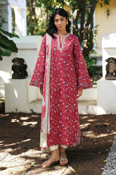 BrandsInn-3PC LAWN EMBROIDERED PRINTED SHIRT WITH SILK PRINT DUPATTA AND TROUSER-BI-051