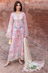 BrandsInn-3PC LAWN PRINTED EMB SHIRT WITH SILK PRINTED EMB DUPATTA AND TROUSER-BI-064