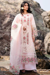BrandsInn-3PC LAWN LASER WORK EMBROIDERED SHIRT WITH KHAADI NET EMBROIDERED DUPATTA AND TROUSER-BI-4762