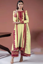 BrandsInn-3PC LAWN EMBROIDERED SHIRT WITH LAWN EMBROIDERED DUPATTA AND LAWN TROUSER-BI-369