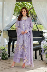 BrandsInn-3PC DHANAK EMBROIDERED SHIRT WITH KHADDI NET EMBROIDERED DUPATTA AND TROUSER-BI-5114