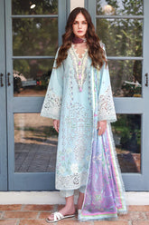 BrandsInn-3PC LAWN CHIKAN EMBROIDERED SHIRT WITH SILK PRINTED DUPATTA AND TROUSER-BI-4905