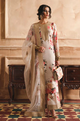 BrandsInn-3PC SHAMOZE SILK PRINTED EMBROIDERED SHIRT WITH SOFT SILK PRINTED EMB DUPATTA & EMB TROUSER BI-1721