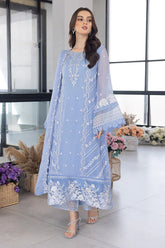BrandsInn-3PC ORGANZA EMBROIDERED SHIRT WITH ORGANZA EMBROIDERED DUPATTA AND EMB TROUSER-3549