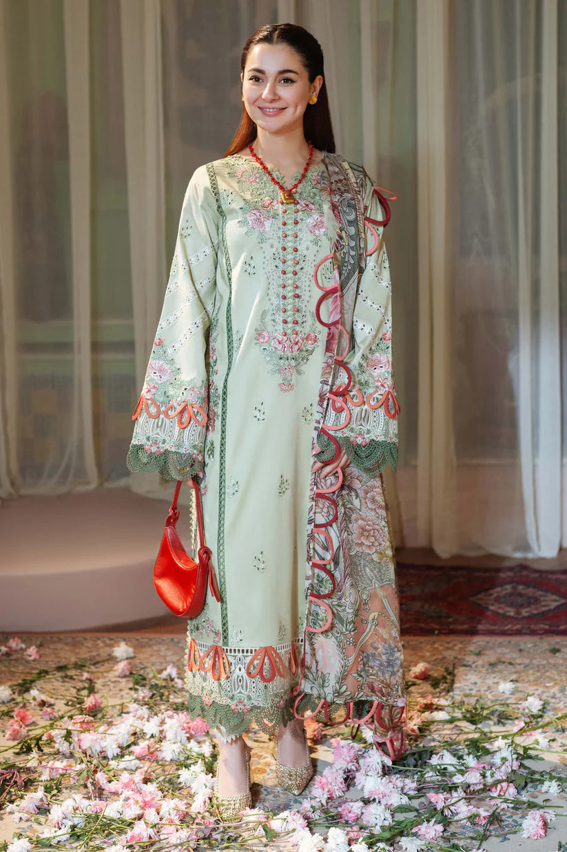 BrandsInn - 3PC LAWN EMBROIDERED SHIRT WITH CHIFFON PRINTED DUPATTA AND TROUSER-BIC-412