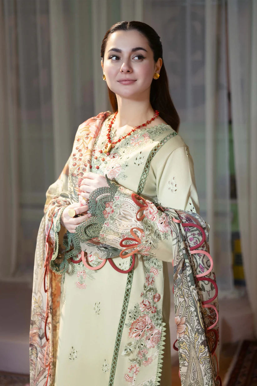 BrandsInn - 3PC LAWN EMBROIDERED SHIRT WITH CHIFFON PRINTED DUPATTA AND TROUSER-BIC-412