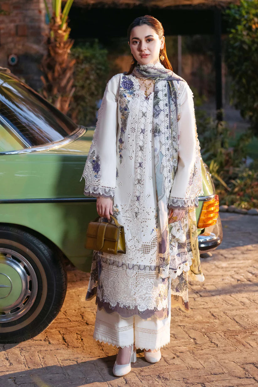 BrandsInn-3PC DHANAK EMBROIDERED SHIRT WITH COUTRAI PRINTED SHAWL & DHANAK TOUSER-BI-4085