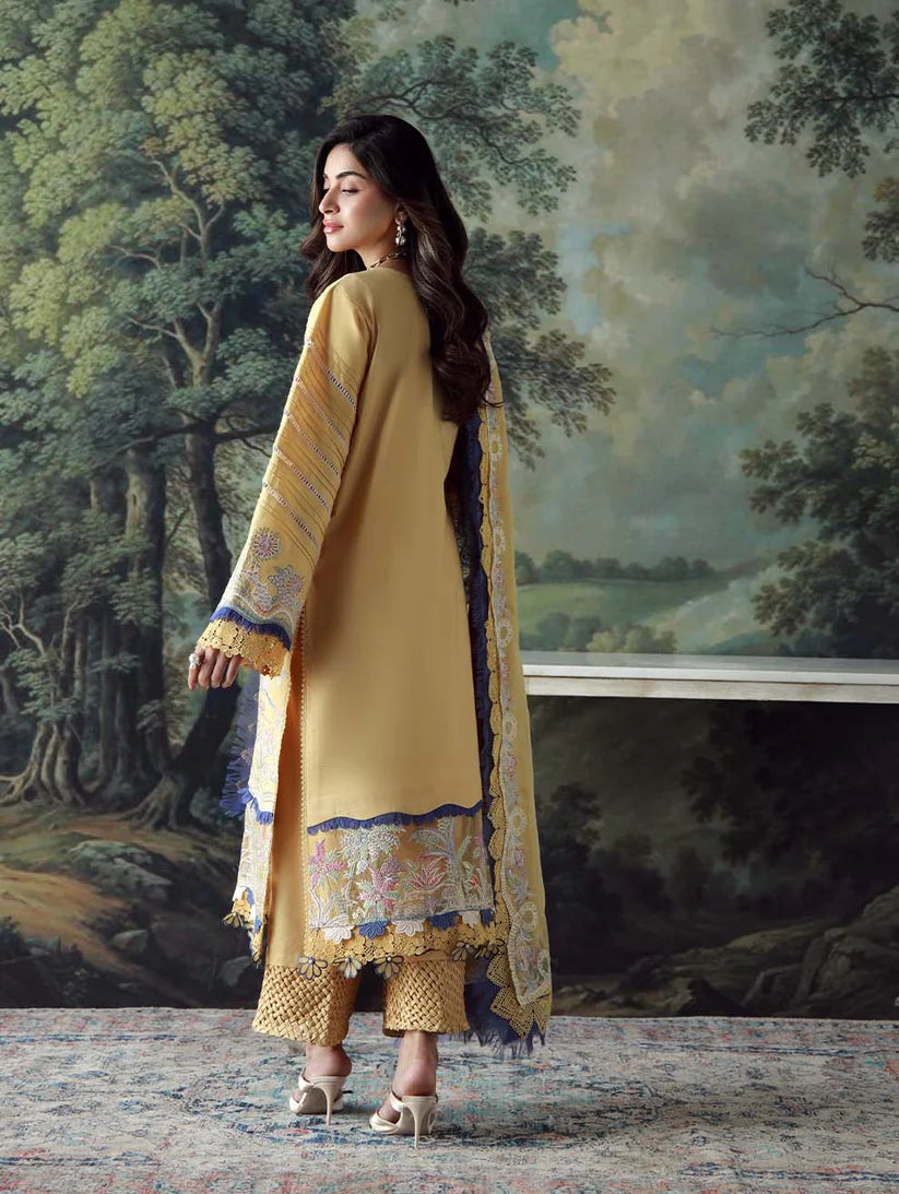 BrandsInn- 3PC LAWN HEAVY EMBROIDERED SHIRT WITH CHIFFON EMBROIERED DUPATTA AND TROUSER-BI-419