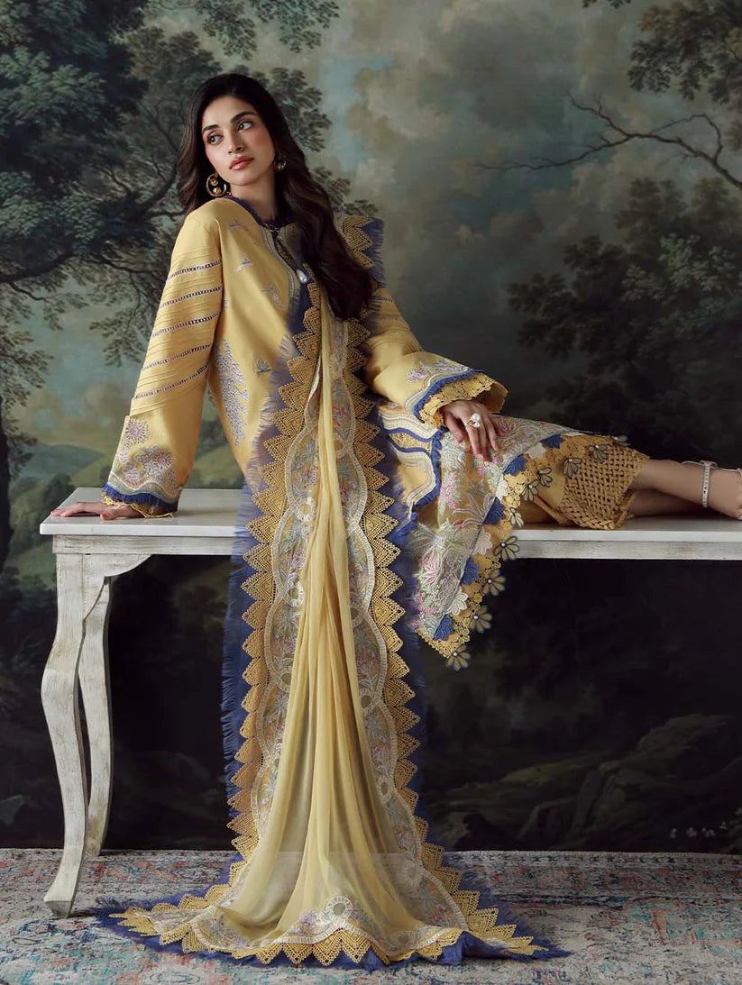 BrandsInn- 3PC LAWN HEAVY EMBROIDERED SHIRT WITH CHIFFON EMBROIERED DUPATTA AND TROUSER-BI-419
