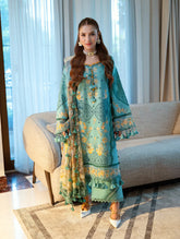 BrandsInn-3PC LAWN CHIKANKAARI EMBROIDERED SHIRT WITH CHIFFON PRINTED DUPATTA AND TROUSER-BI-4788