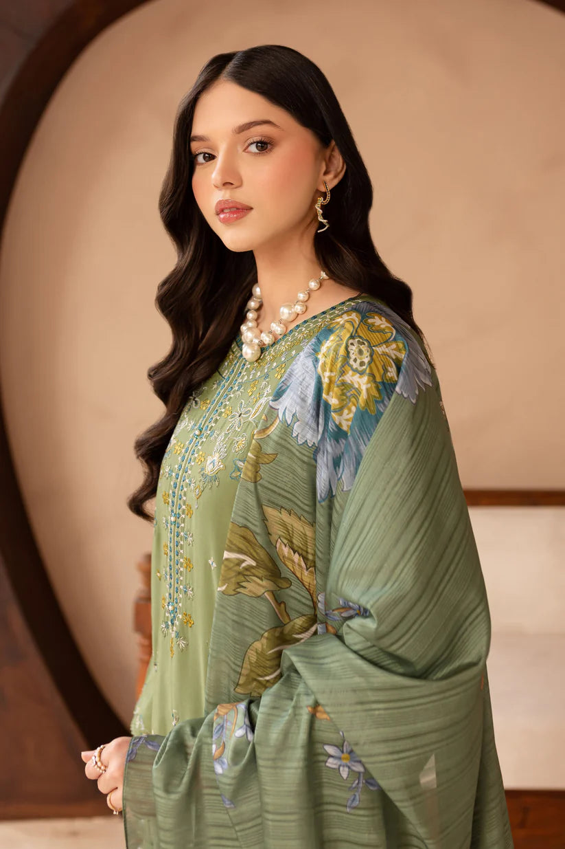 BrandsInn-3PC LAWN EMBROIDERED SHIRT WITH MONARK PRINT DUPATTA AND EMB TROUSER-BI-413
