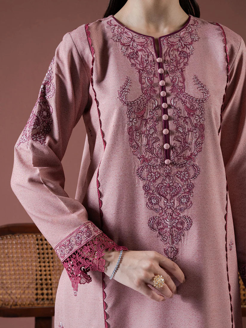 BrandsInn-3PC DHANAK EMBROIDERED SHIRT WITH DHANAK EMBROIDERED SHAWL & TROUSER-BI-4119