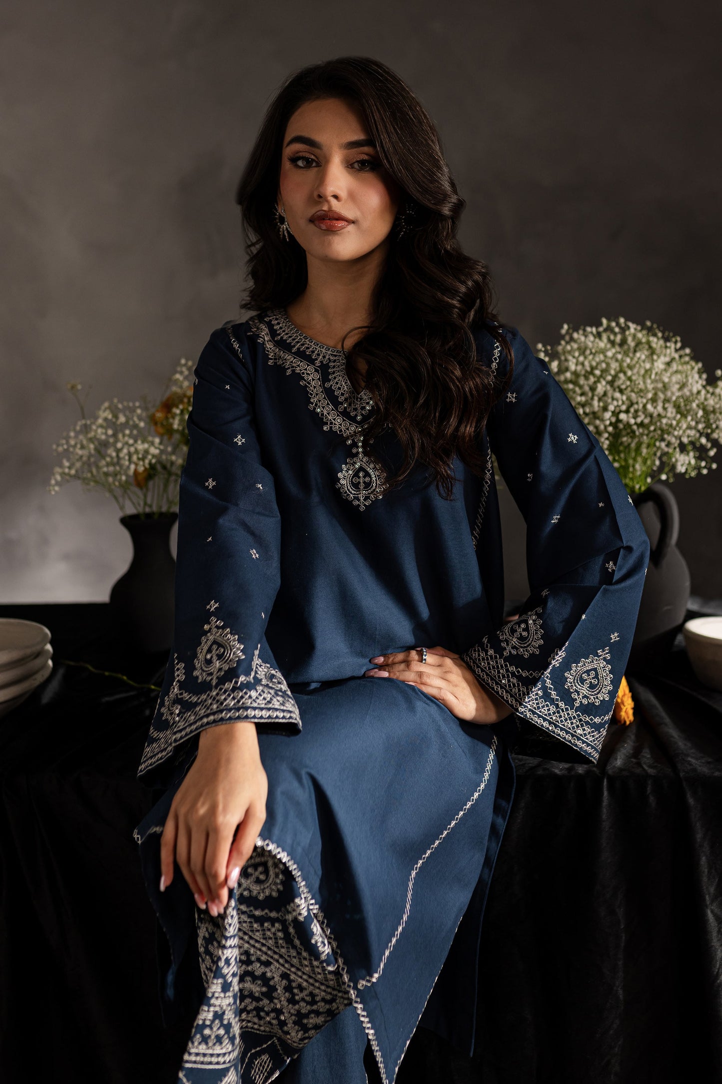 BrandsInn-2PC SEQUENCE LAWN EMBROIDERED SHIRT WITH SEQUIN LAWN EMBROIDERED TROUSER-BI-127