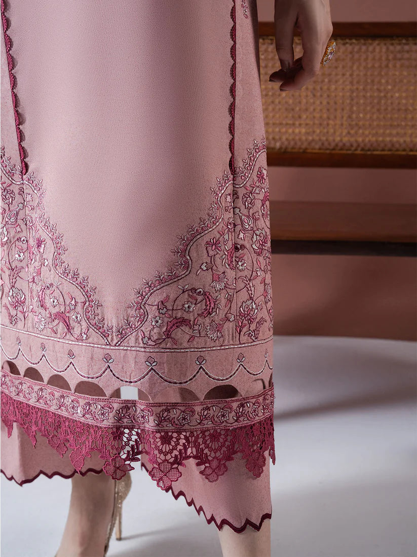 BrandsInn-3PC DHANAK EMBROIDERED SHIRT WITH DHANAK EMBROIDERED SHAWL & TROUSER-BI-4119