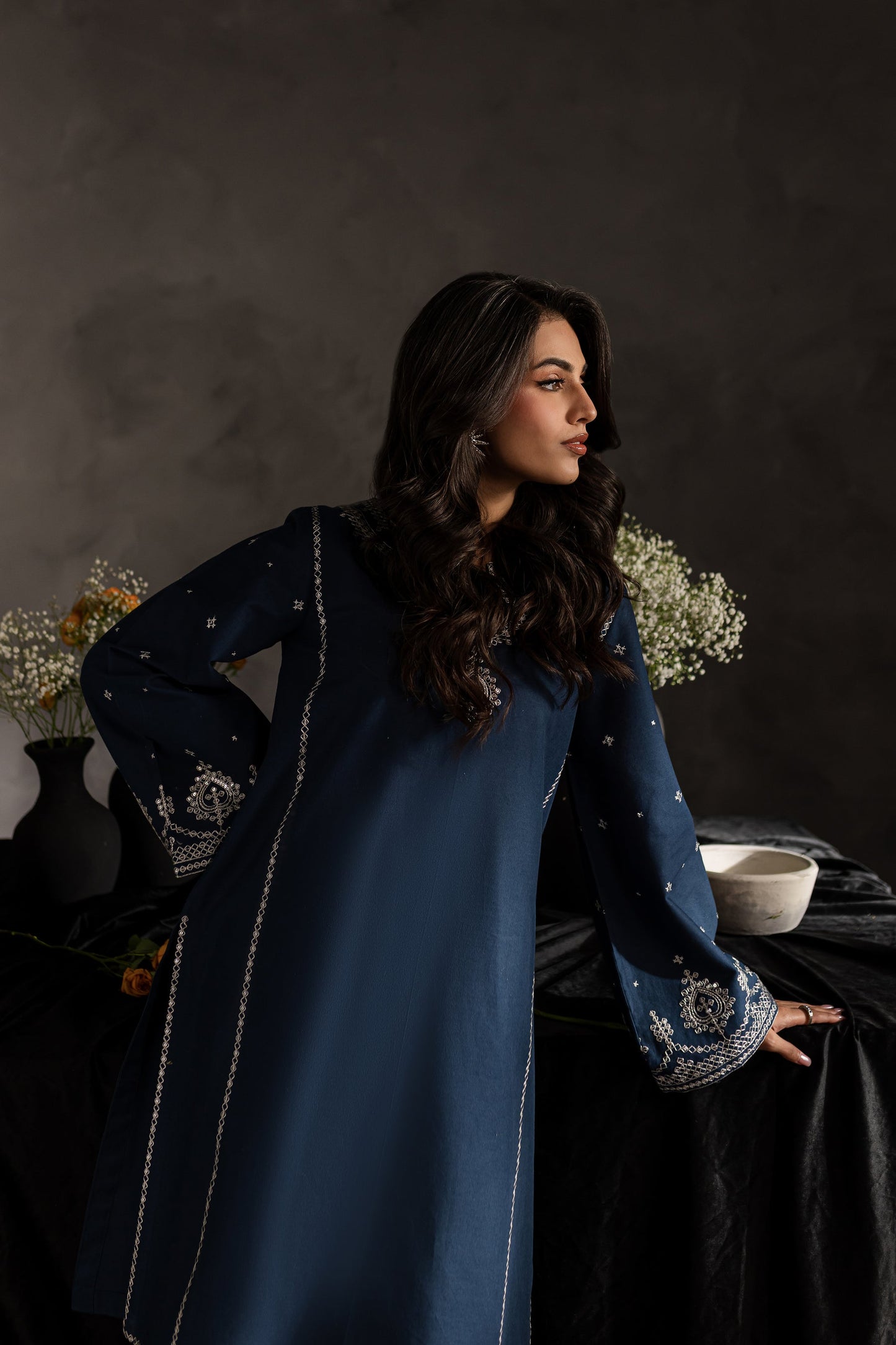 BrandsInn-2PC SEQUENCE LAWN EMBROIDERED SHIRT WITH SEQUIN LAWN EMBROIDERED TROUSER-BI-127