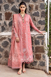 BrandsInn-3PC DHANAK EMBROIDERED SHIRT WITH COTTON NET EMBROIDERED AND EMB TROUSER-BI-4146
